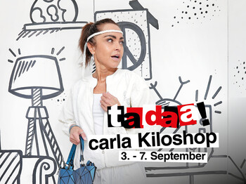 Der carla Kiloshop auf der Dornbirner Herbstmesse 2025. Mode zum Kilopreis, Vintage-Styles, Trachten und Dirndl und vieles mehr. 