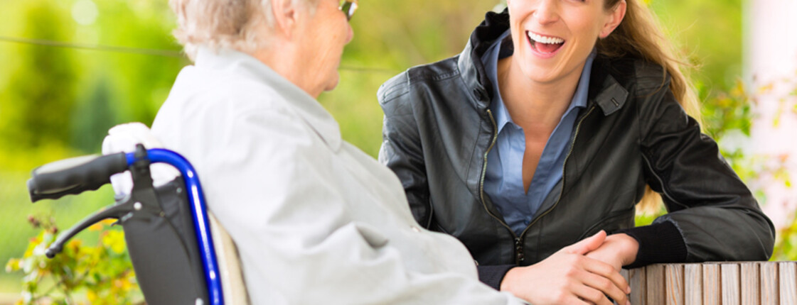 woman visiting her grandmother