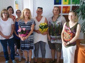 Die Tagesmütter und mobilen Mamis Gabriele Friedl (Pyhra), Doris Pieringer (Brand Laaben), Natascha Waldherr (Neulengbach), Ingrid Calhan (St. Andrä Wördern), Bettina Voltmann (Eichgraben) und Evelyne Rohr Winter (Altlengbach) und Barbara Beuchert (Pressbaum)